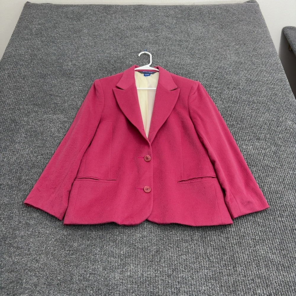 Vintage Austin Reed Blazer Womens 10 Pink Angora Wool Two Button Classic Style